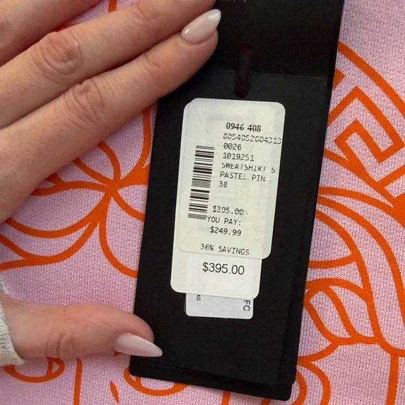 Versace Pink and Orange Crew Neck Sweatshirt Sz 38 (fits XS/S) - Picture 4 of 6